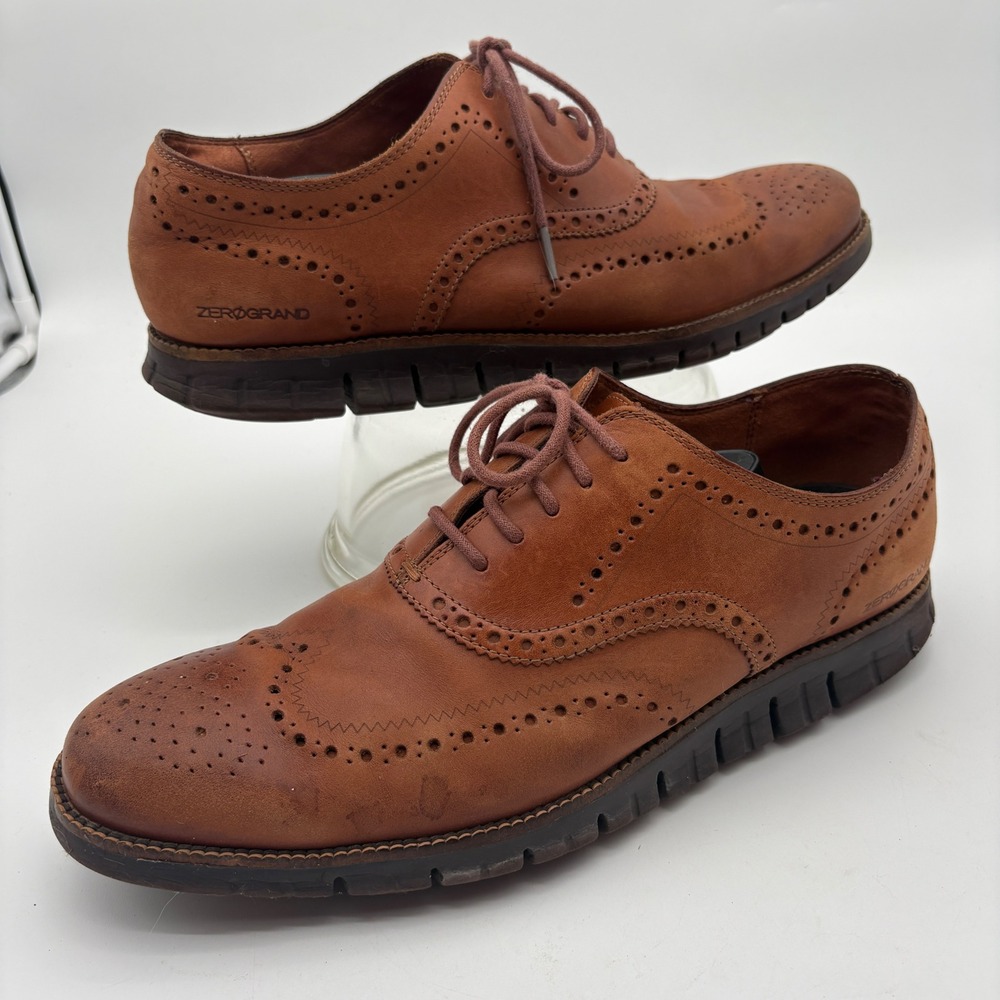 Cole Haan Zerogrand Wingtip Oxford Mens 13M British Tan Leather Shoes C29411 - Picture 3 of 11